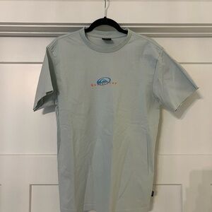 Quiksilver Men's Sky Blue Tee with Orange Logo